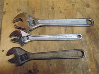 JOB LOT - 3 ADJUSTABLE WRENCHES