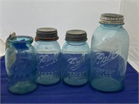 4 Ball Canning Jars - 1 missing lid