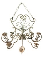 French Iron 8 Arm Light with Scrolls and Flower