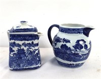 Two Blue & White Ironstone Porcelain pitchers