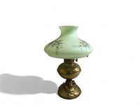 Rayo Antique Hurricane Lamp w Hand Painted Shade