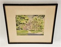 VINTAGE FRAMED WATERCOLOR BY PAUL ANDREWS HOUSE