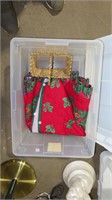 assorted Christmas decorations in tote