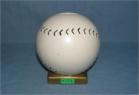 Vintage baseball on base ceramic bank