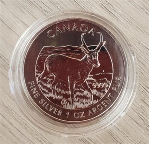 1 oz 2013 Silver Antelope 5 Dollar Coin (BU)