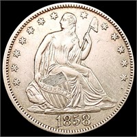 1858 Seated Liberty Half Dollar CLOSELY