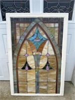 Hanging stained lead glass window