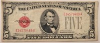 1928 B $5 Red Seal Note