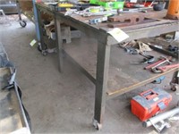 4x7 metal shop table on rollers