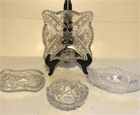 Vintage Glass Saw Tooth Rim Cut Glass Candy Dish