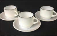 3 Sets Of Fire-King Cup & Saucer