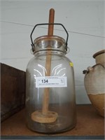 Glass Jar w/Wooden Butter Churn