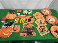 Halloween ephemera plates. Napkins. Cards. Die