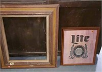 VINTAGE FRAME AND MILLER LITE SIGN