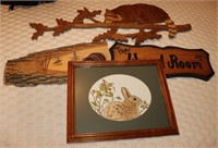 Rabbit Picture Frame, Wooden Racoon & Wall Décor