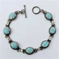 Sterling Silver Turquoises Bracelet