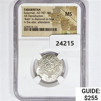 AD 787-789 Tabaristan AR Hemidrachm NGC MS