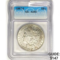 1887-S Morgan Silver Dollar ICG AU50