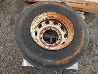 2 Truck tires on rims; size: 11R22.5