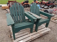 2 Wood patio chairs