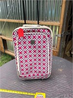 Pink and White rolling suitcase- never used