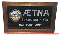 Aetna 1800's Insurance Co. Glass sign