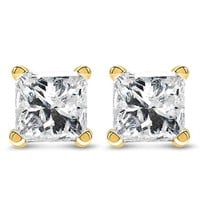 14K Gold Princess-Cut Diamond Stud Earrings