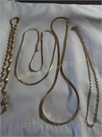 4 gold tone nnecklaces, longest is 22"