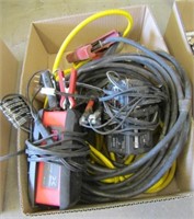 2 trickle chargers extension cord, jumper cables