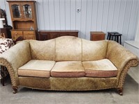 Jeff Zimmerman Faux Leather Couch with Wooden Feet