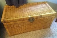 Wicker style trunk with brass hardware. Measures: