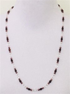 Sterling Silver 925 Necklace Crystal Glass Beads