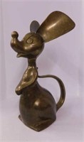 Large brass mouse statue marked Korea, 14" tall