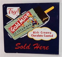 1963 GOLD MINE ICE CREAM BAR TIN FLANGE