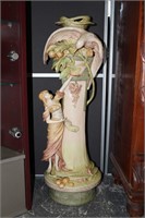 Large Austrian Art Nouveau Figural Porcelain Vase,
