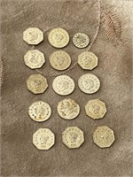 LOT OF (15) CALIFORNIA GOLD MINIATURE COINS
