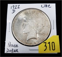 1922-D Peace dollar, Unc.