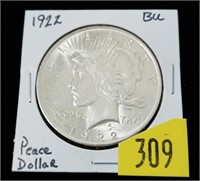 1922 Peace dollar, BU