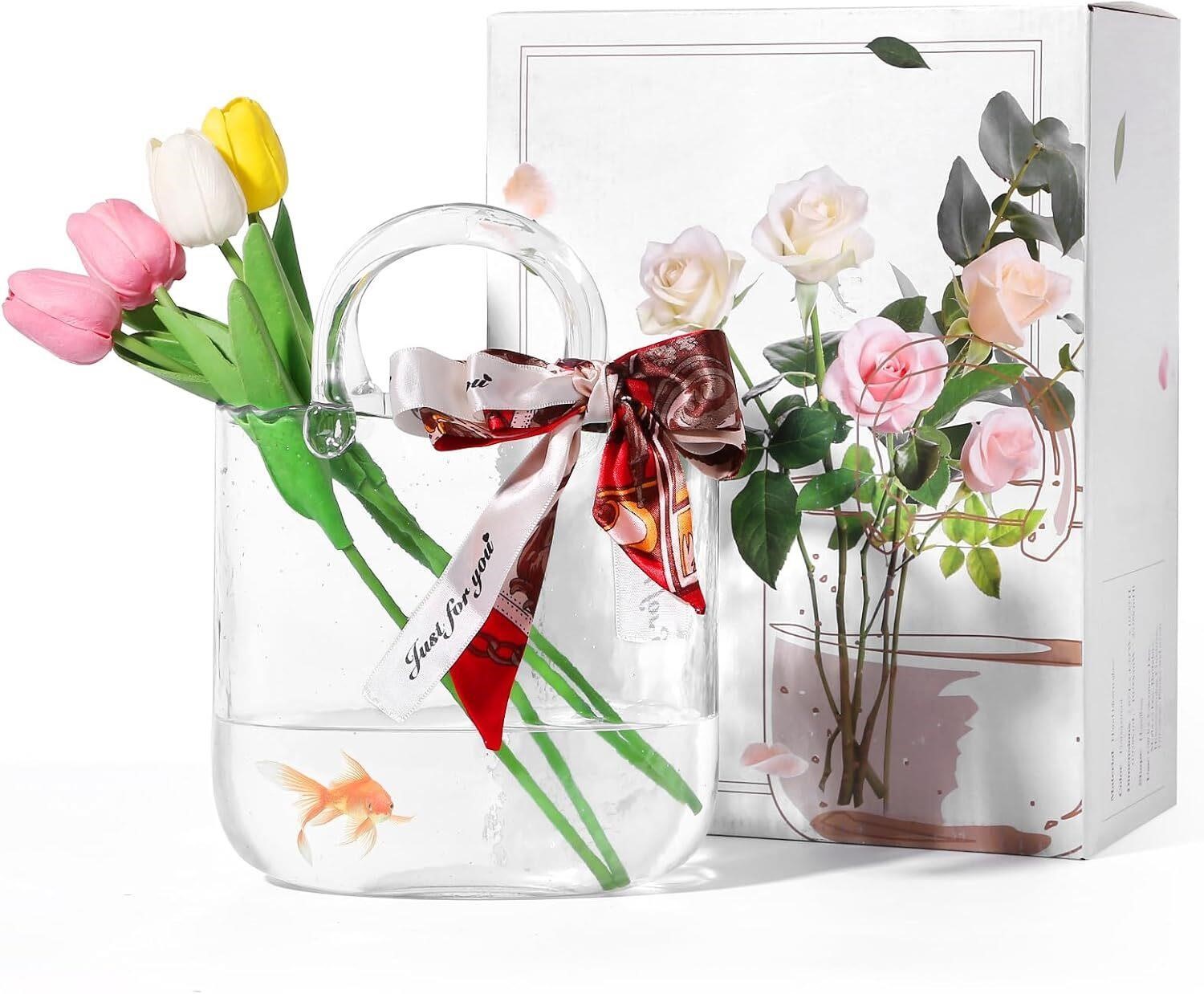 $28 Handbag flower Glass Vase