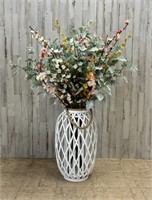 Decorative Floor Vase with Faux Flower Arrangement