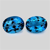 Natural London Blue Topaz Pair  {Flawless-VVS}