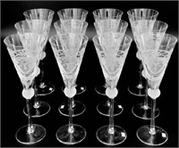 Set of 12 Etched Versace-Type Stemware Pcs.