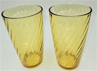 2 Bartlett Collins Amber Yellow Tumblers