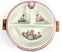 Vintage Bartsch Co. Chrome & Ceramic Baby Dish
