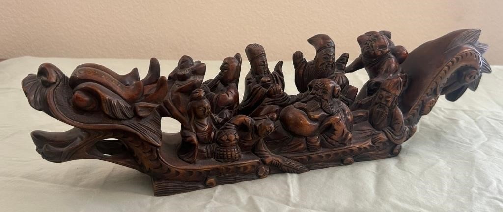 D - CARVED DRAGON BOAT 19"L (K17)