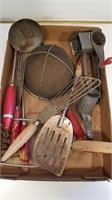 Red handle vintage kitchen utensils