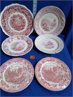 English Canton plates Adams Staffordshire Redware
