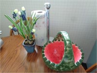 Watermelon Bowl, etc on Kitchen Table