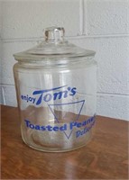 Tom's toasted peanut jar approx 10 inches tall