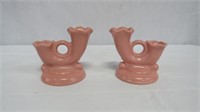 Vintage Abingdon Pottery Double Candle Holders